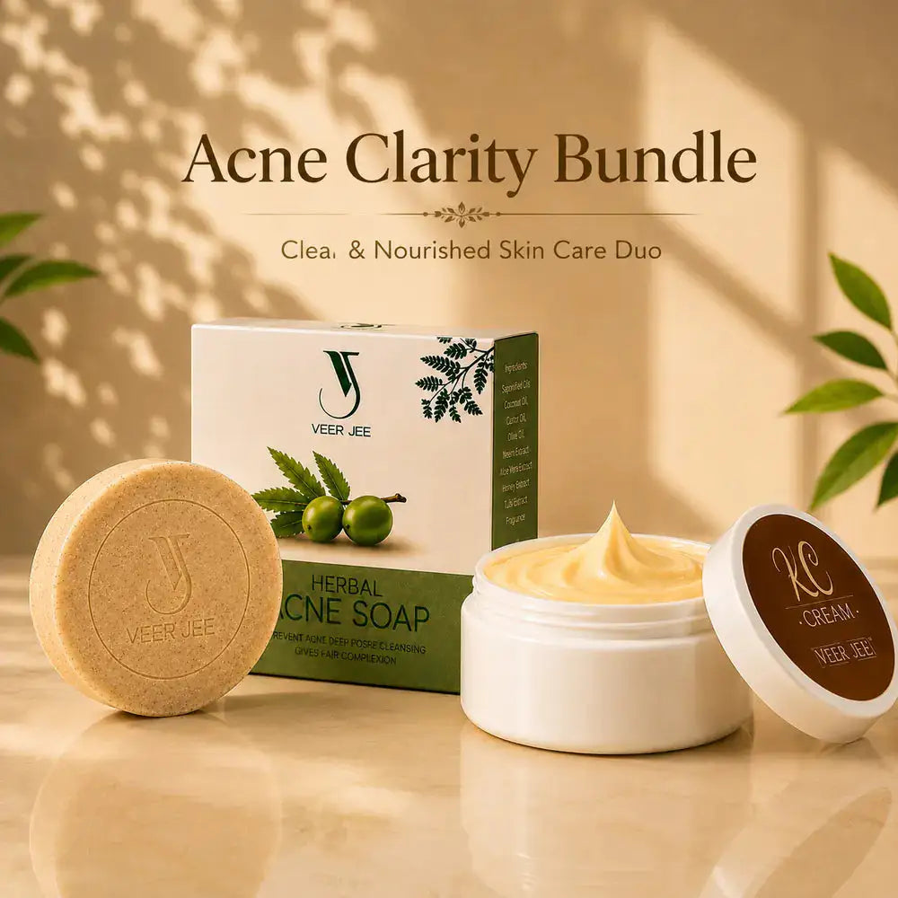 Veer Jee Acne Clarity Duo – Herbal Acne Soap and K.C Cream skincare set