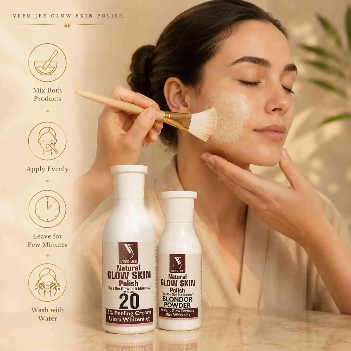 Veer Jee Natural Glow Skin Polish – 2-step exfoliating peel and polish treatment
