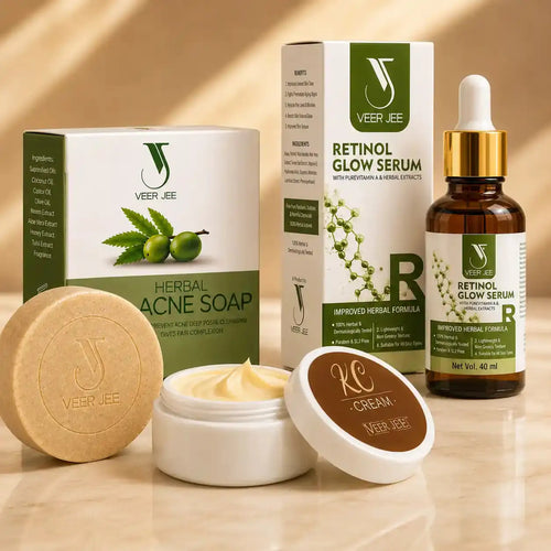 Veer Jee Acne Clarity Bundle – 3-step acne skincare routine with Soap, Serum and K.C Cream