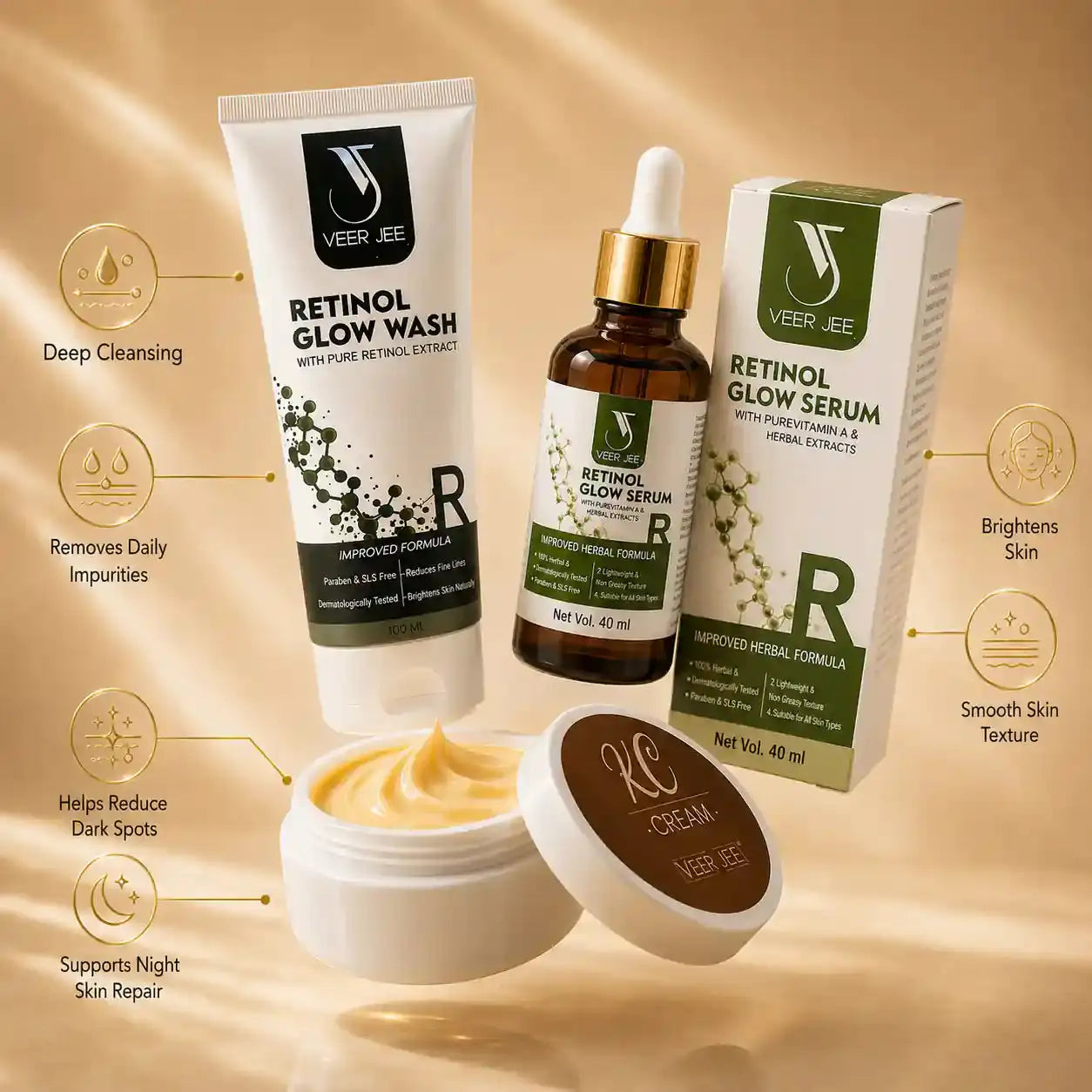 Veer Jee Night Glow Revival Bundle – 3-step nighttime skincare routine