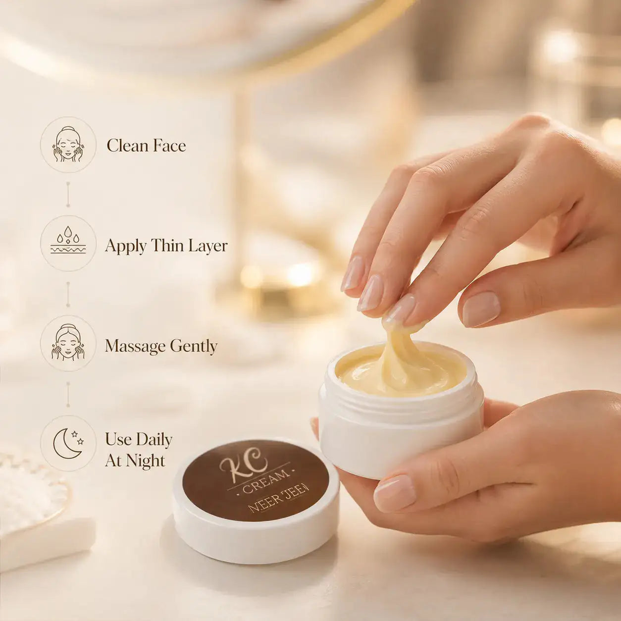 Veer Jee K.C Cream – nourishing night cream for freckles, acne marks and dullness