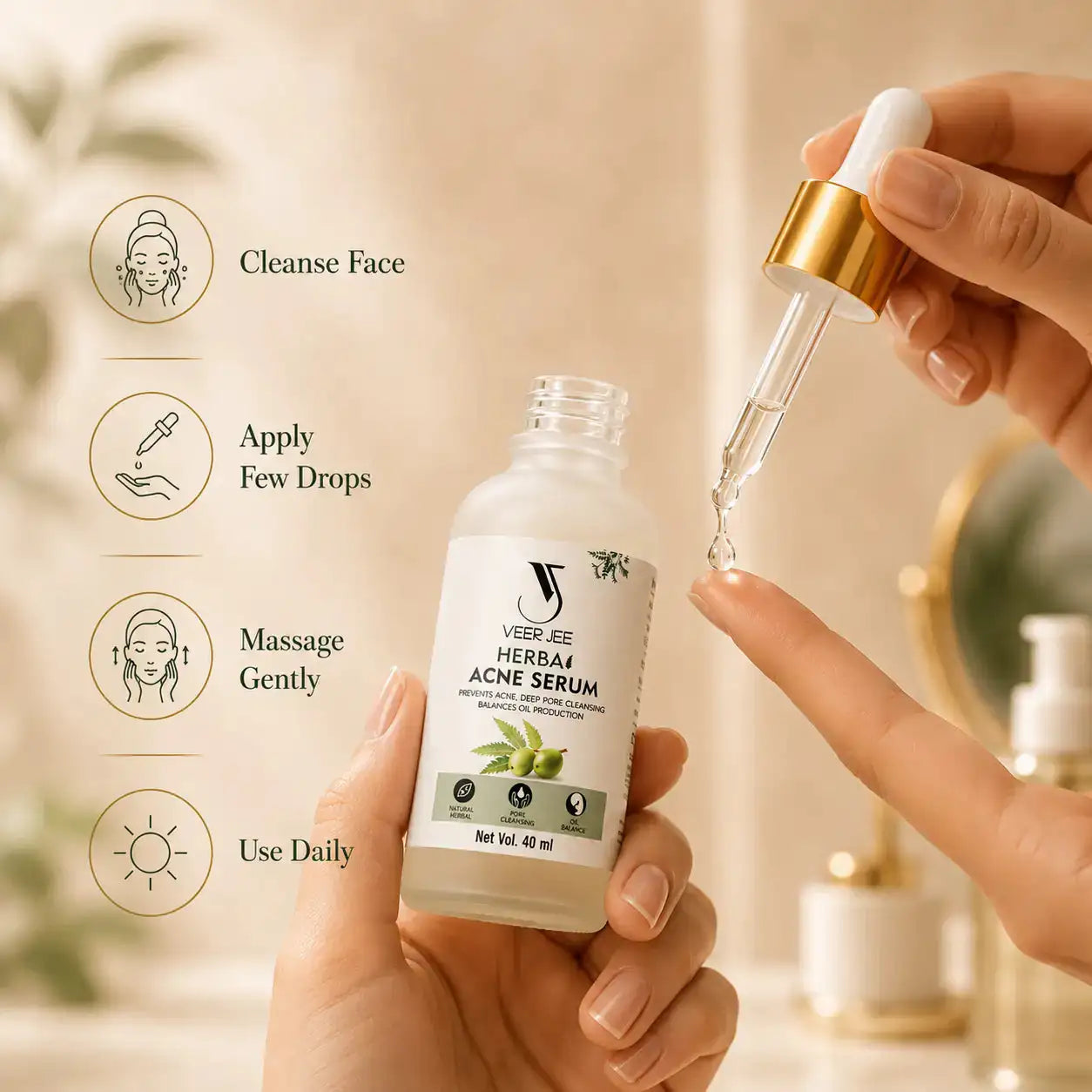 Veer Jee Herbal Acne Serum – lightweight herbal serum for oily and acne-prone skin