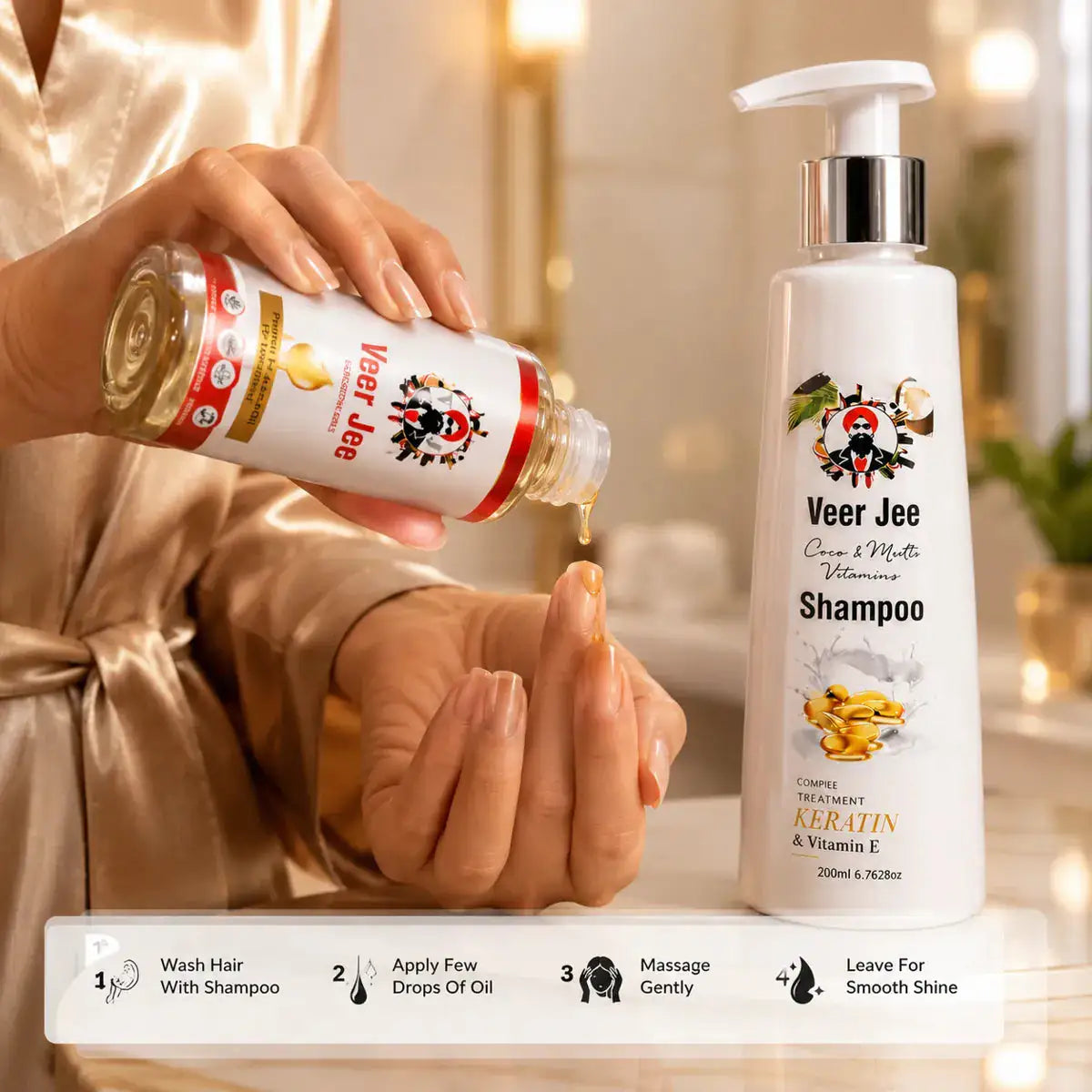 Veer Jee Herbal Hair Care Bundle – Argan Oil Hair Treatment and Shampoo set