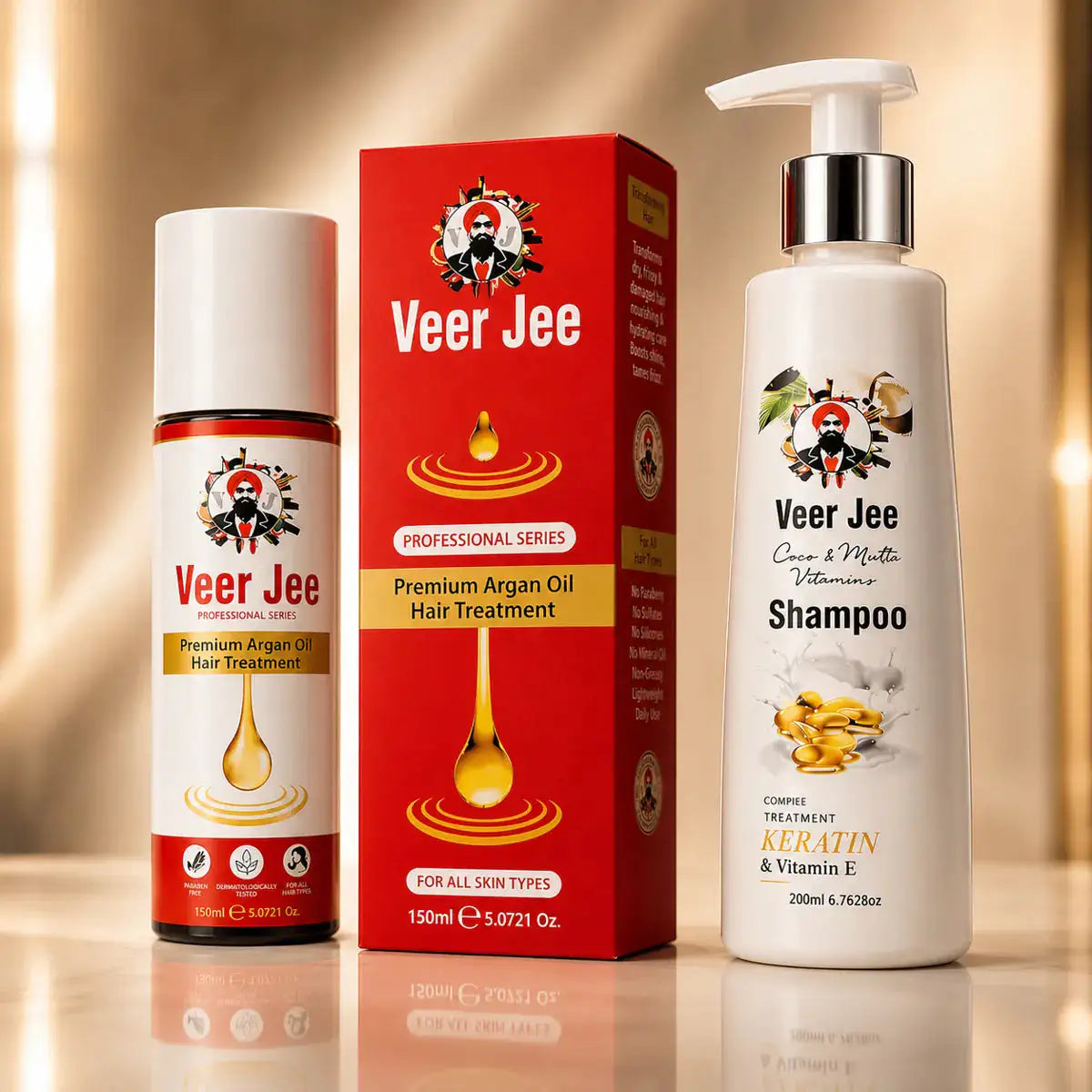 Veer Jee Herbal Hair Care Bundle – Argan Oil Hair Treatment and Shampoo set