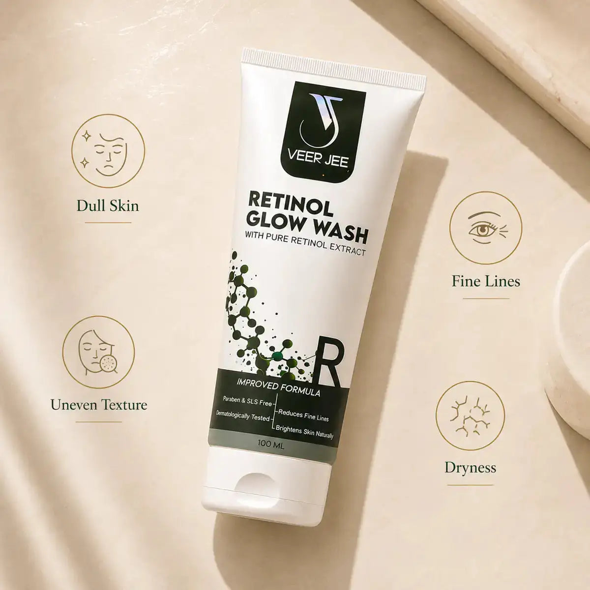Veer Jee Retinol Glow Face Wash – gentle daily cleanser with Retinol and herbal extracts