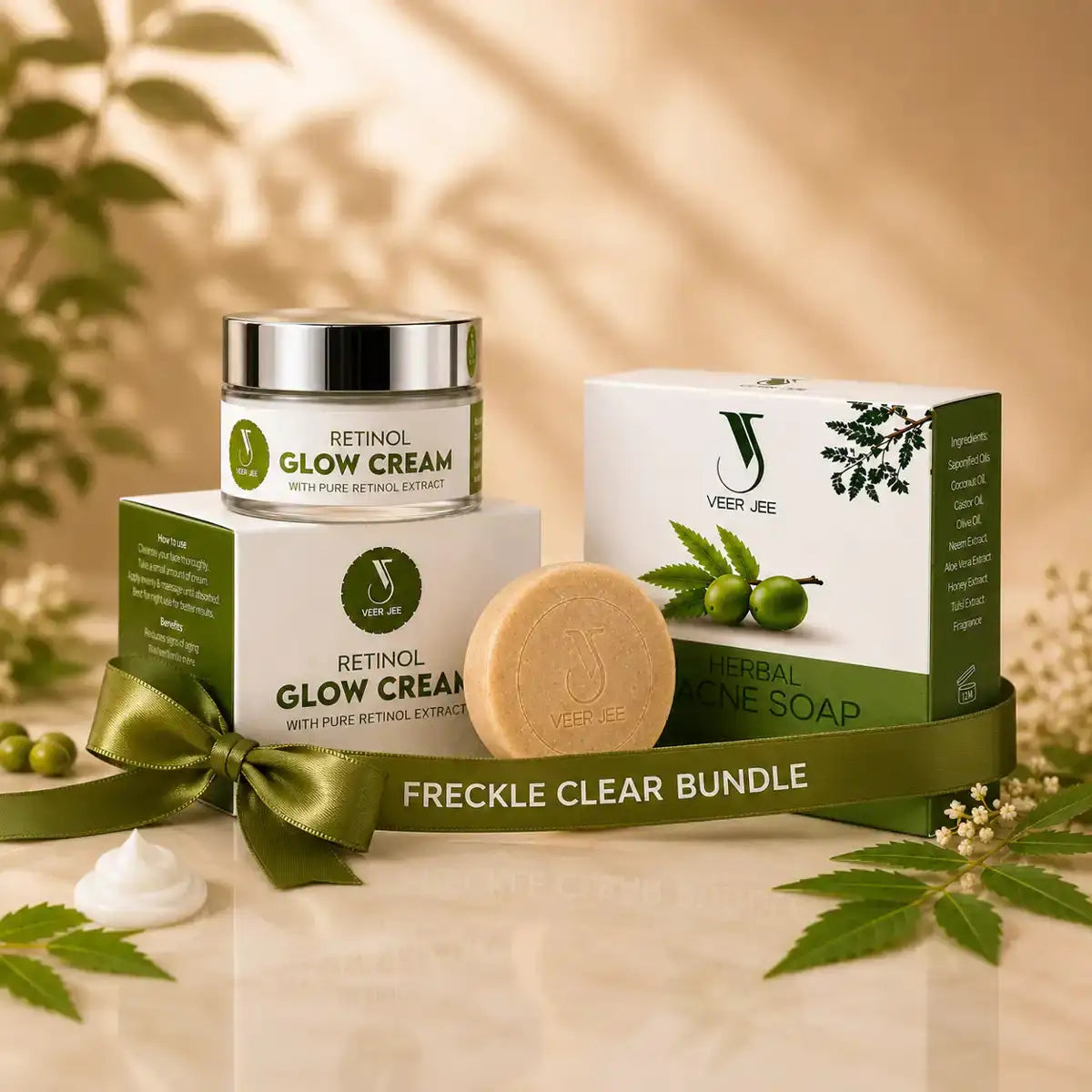 Veer Jee Freckles Clear Pack – Retinol Glow Face Wash and Cream duo for oily skin