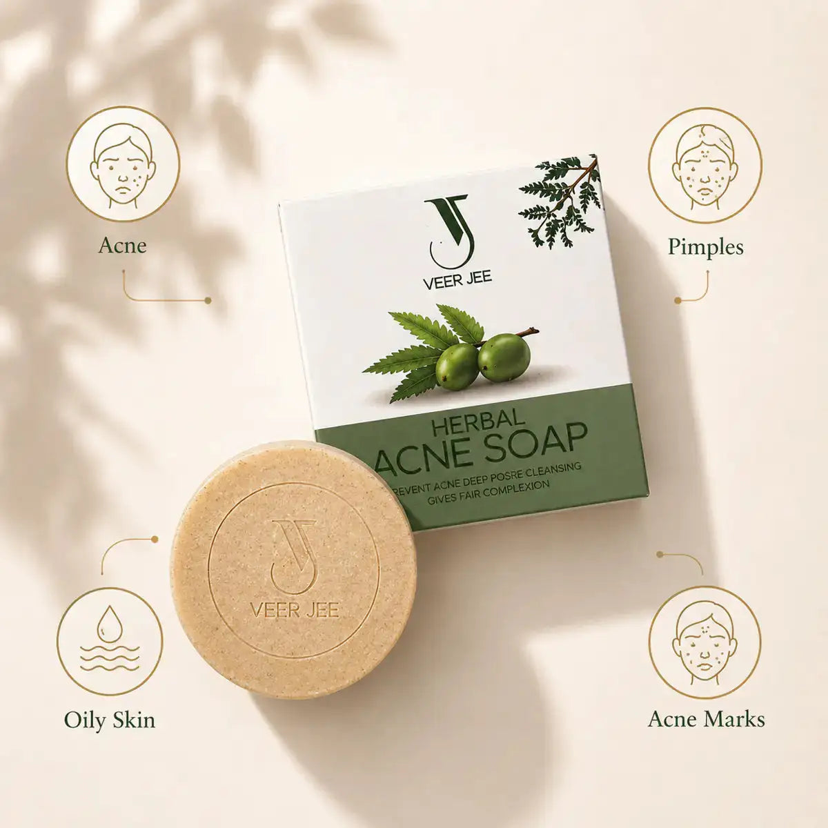 Veer Jee Herbal Acne Soap – herbal soap bar for oily and acne-prone skin