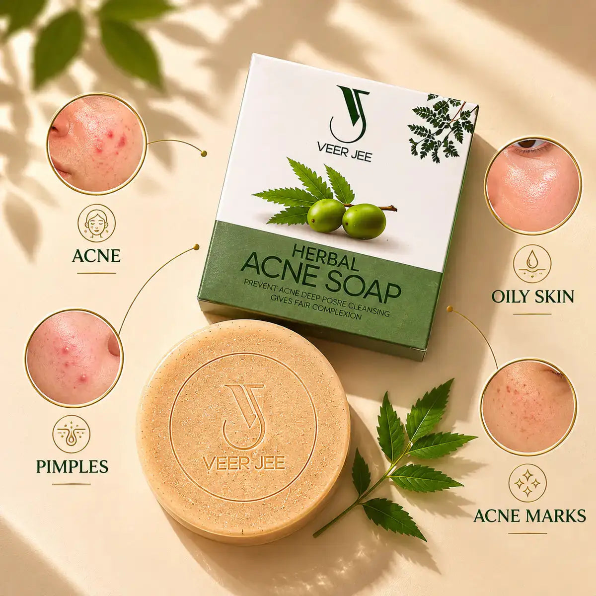 Veer Jee Herbal Acne Soap – herbal soap bar for oily and acne-prone skin