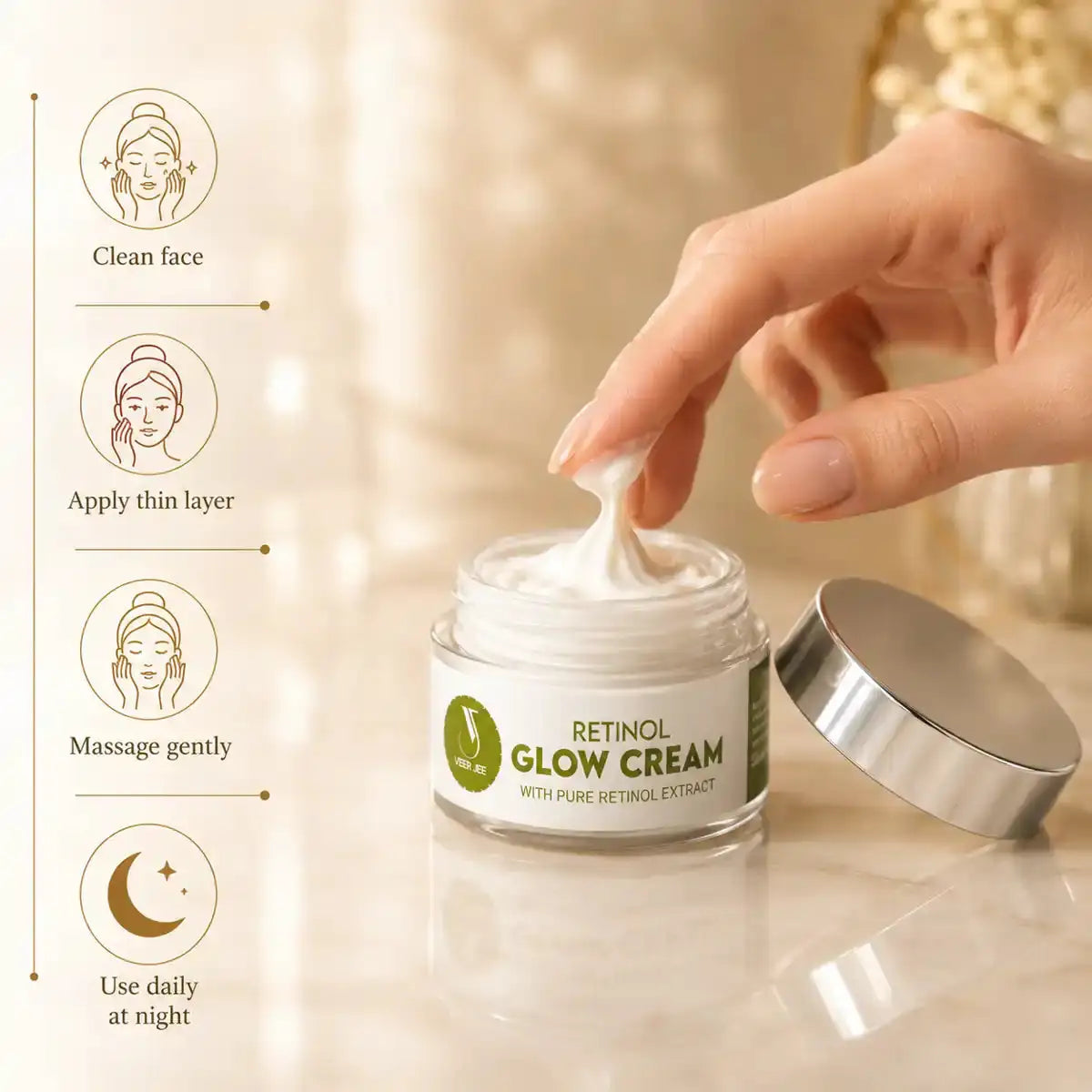 Veer Jee Retinol Glow Cream – nourishing Retinol night cream for glowing skin