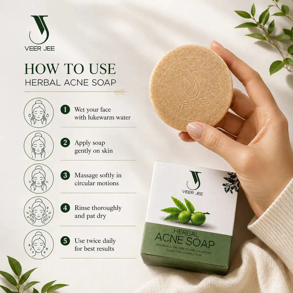 Veer Jee Herbal Acne Soap – herbal soap bar for oily and acne-prone skin