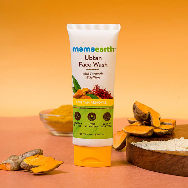 Mama Earth Ubtan Face Wash with Turmeric & Saffron for Tan Removal – 100ml
